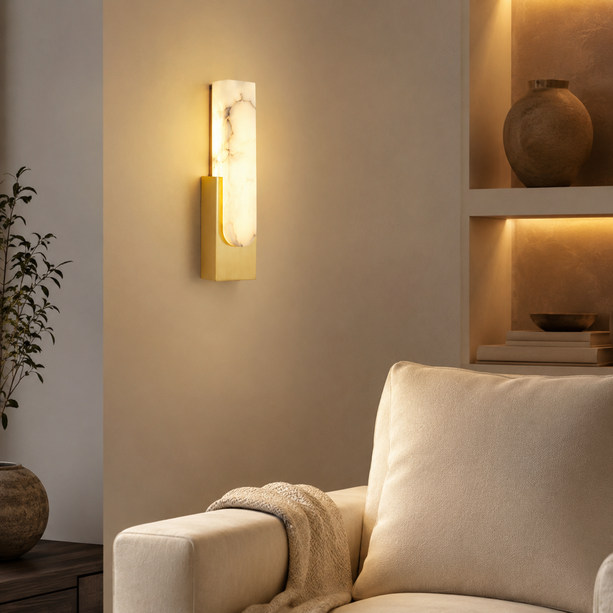 Minimalist Artificial Alabaster LED Wall Light | Alviora