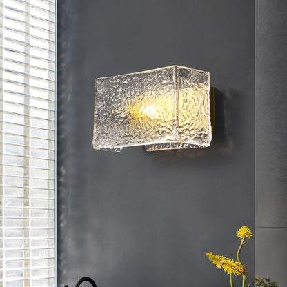 Minimalist Brass Ripple Glass Wall Light Sconce | Zelmira