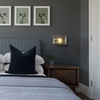 Minimalist Brass Ripple Glass Wall Light Sconce | Zelmira