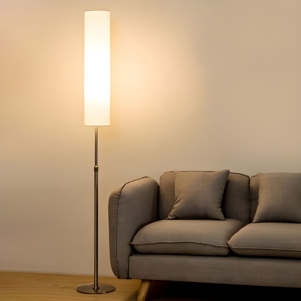Minimalist Floor Lamp With Fabric Shade Reading Light | Cadrion