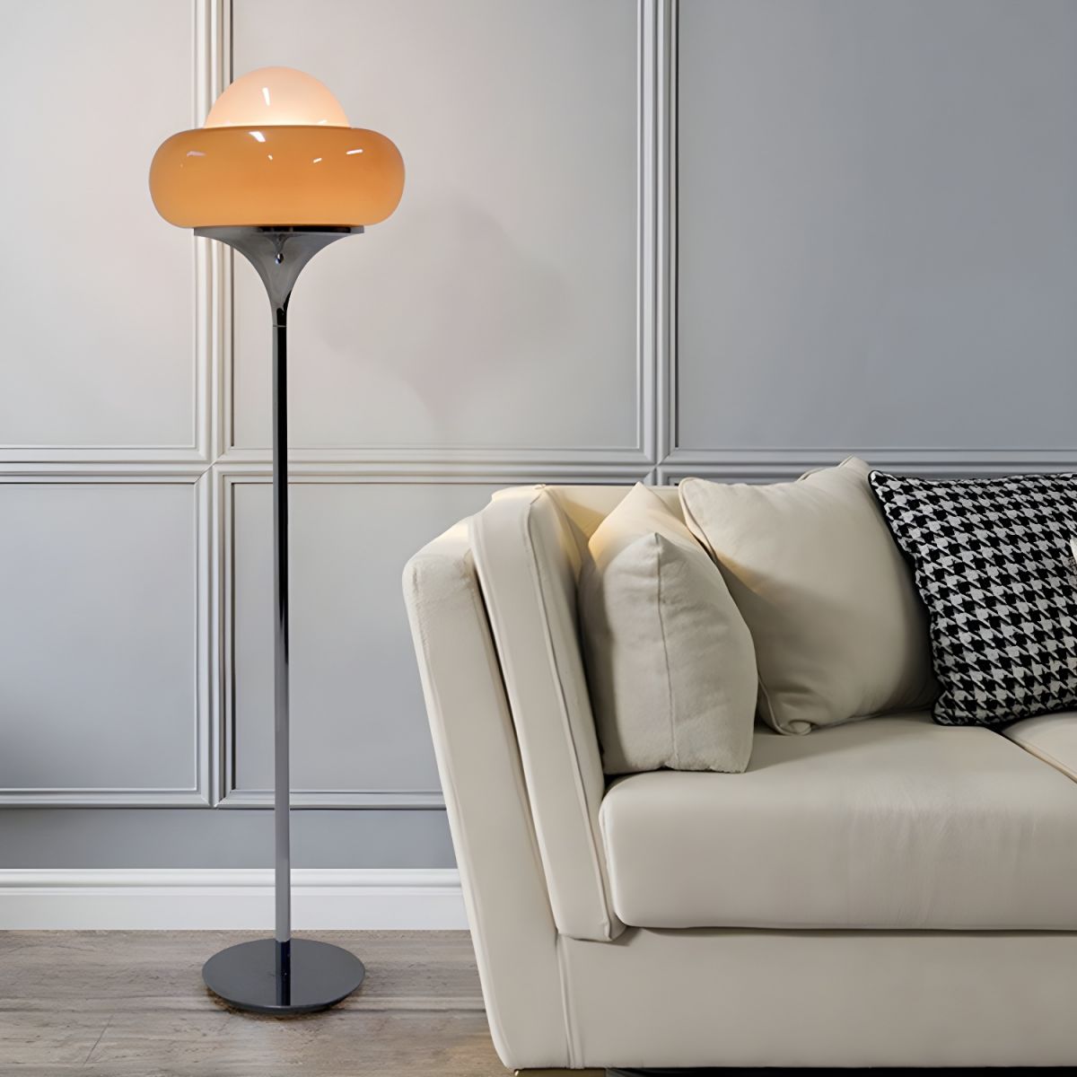 Minimalist Floor Lamp With Frosted Glass Globe Light | Tavero
