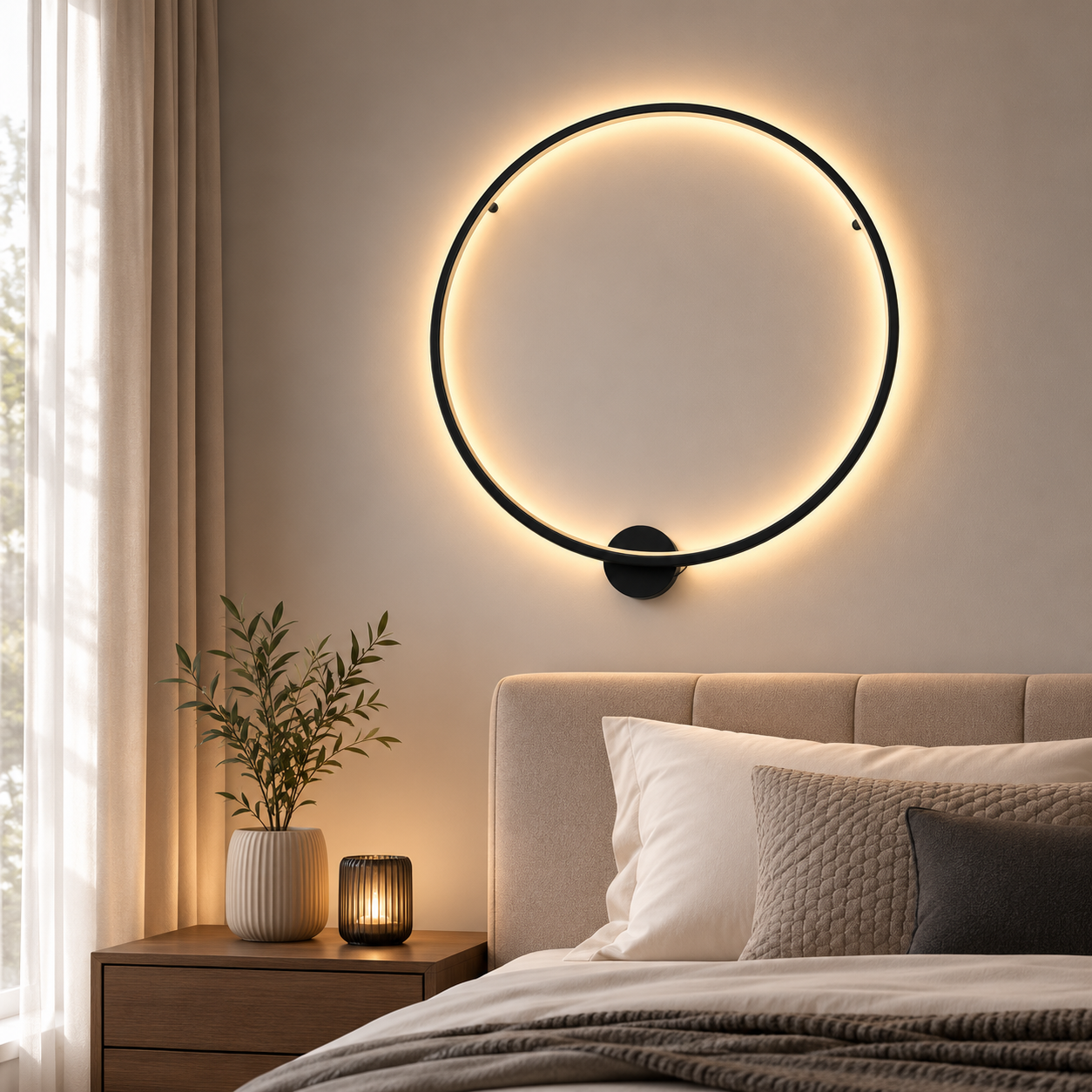 Minimalist LED Round Mood Wall Sconce Bedside Lights | Trivon