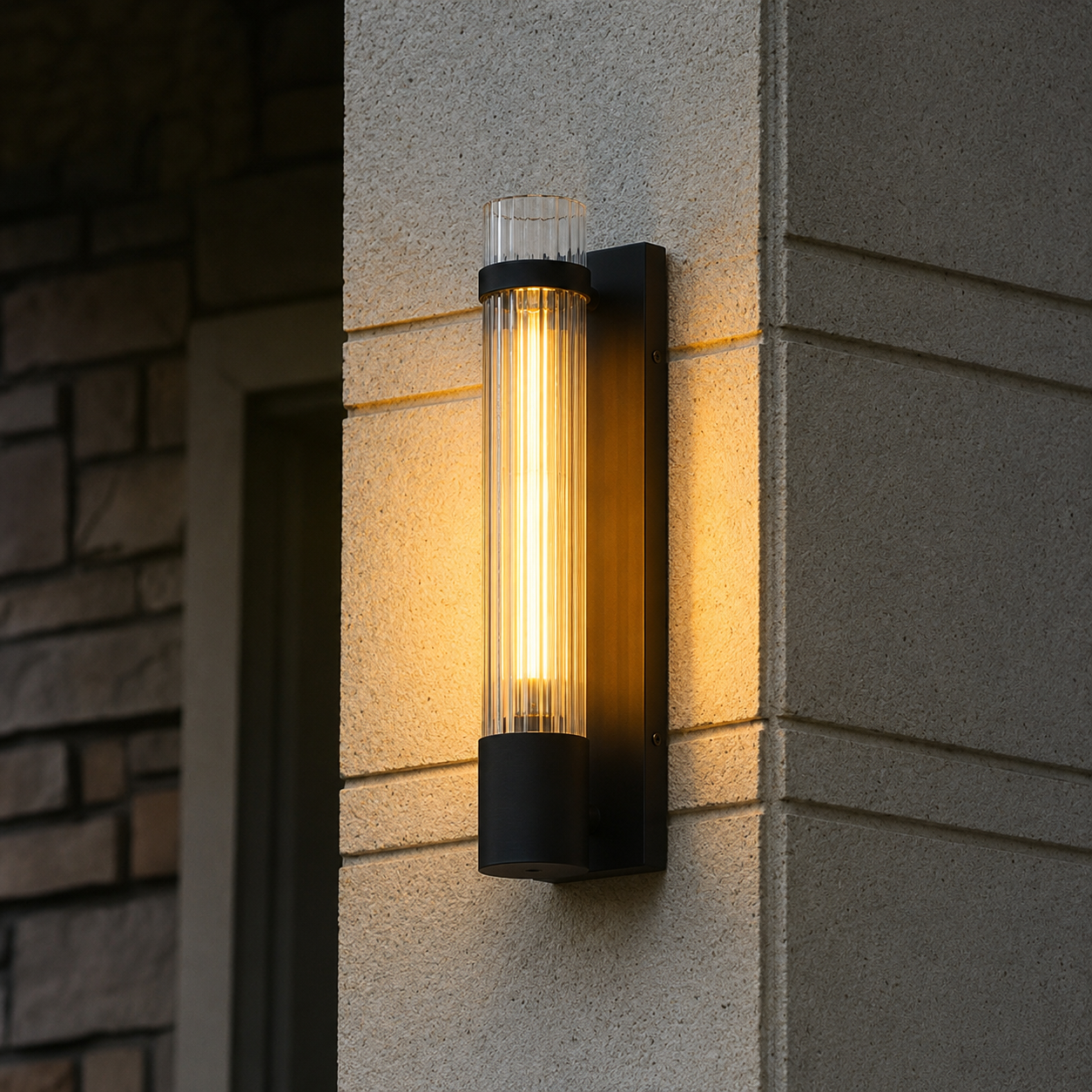 Minimalist Linear Tube Reeded Glass Wall Sconce | Zorela