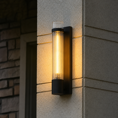 Minimalist Linear Tube Reeded Glass Wall Sconce | Zorela