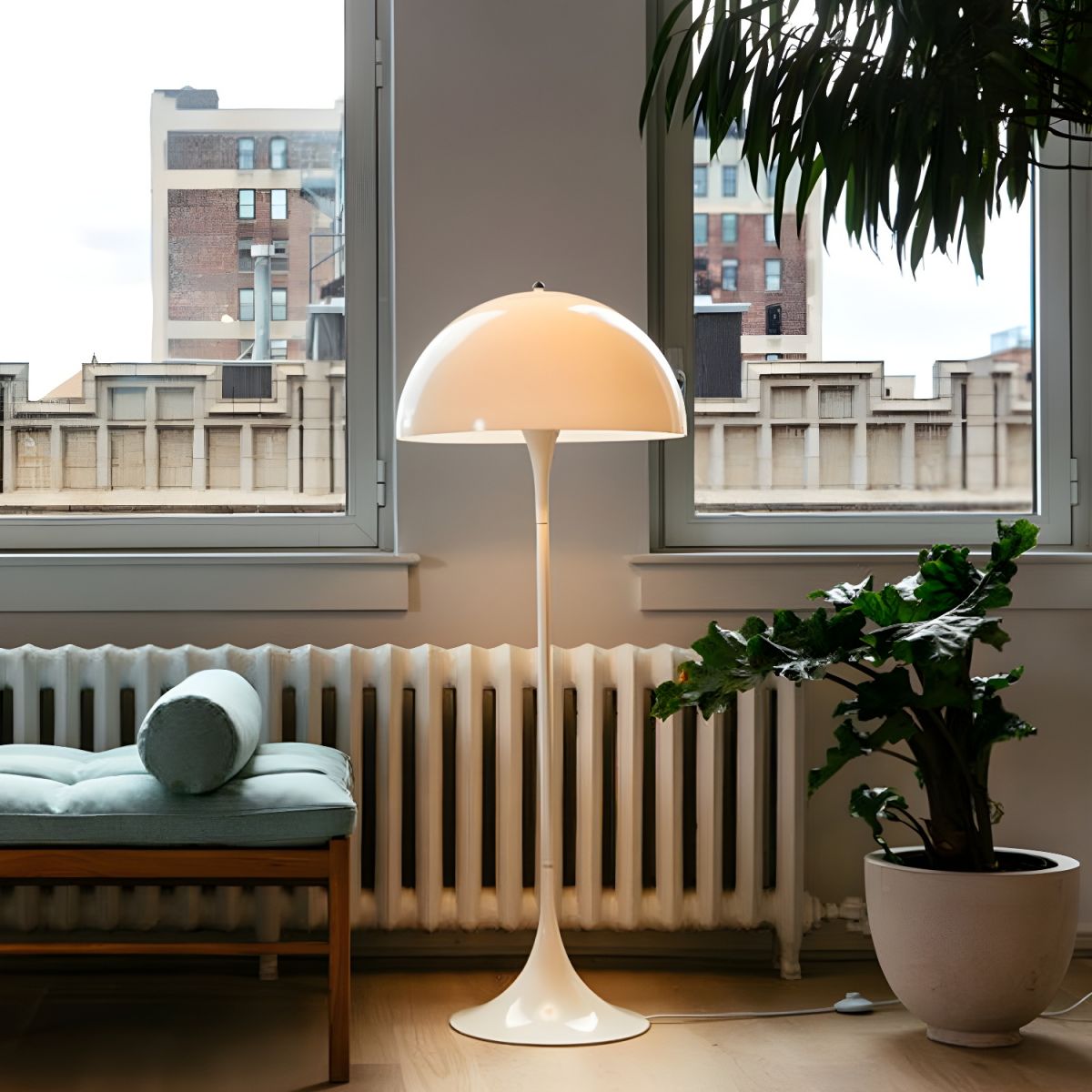 Minimalist Metal Floor Lamp Acrylic Dome Shade | Renlica