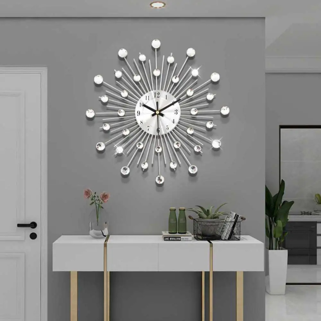 Minimalist Metal Frame Silver Wall Clock Quartz | Veltora