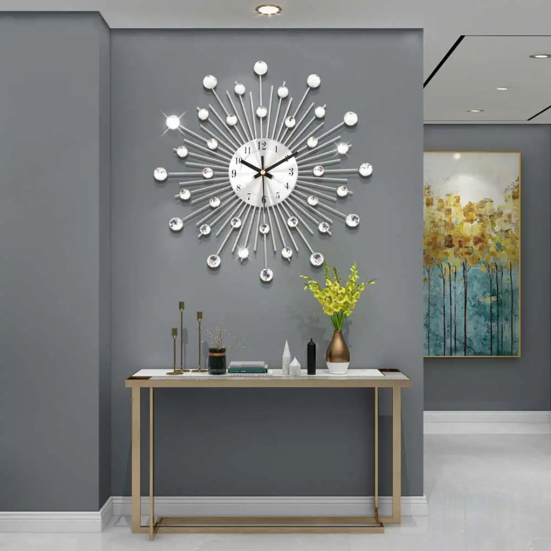 Minimalist Metal Frame Silver Wall Clock Quartz | Veltora