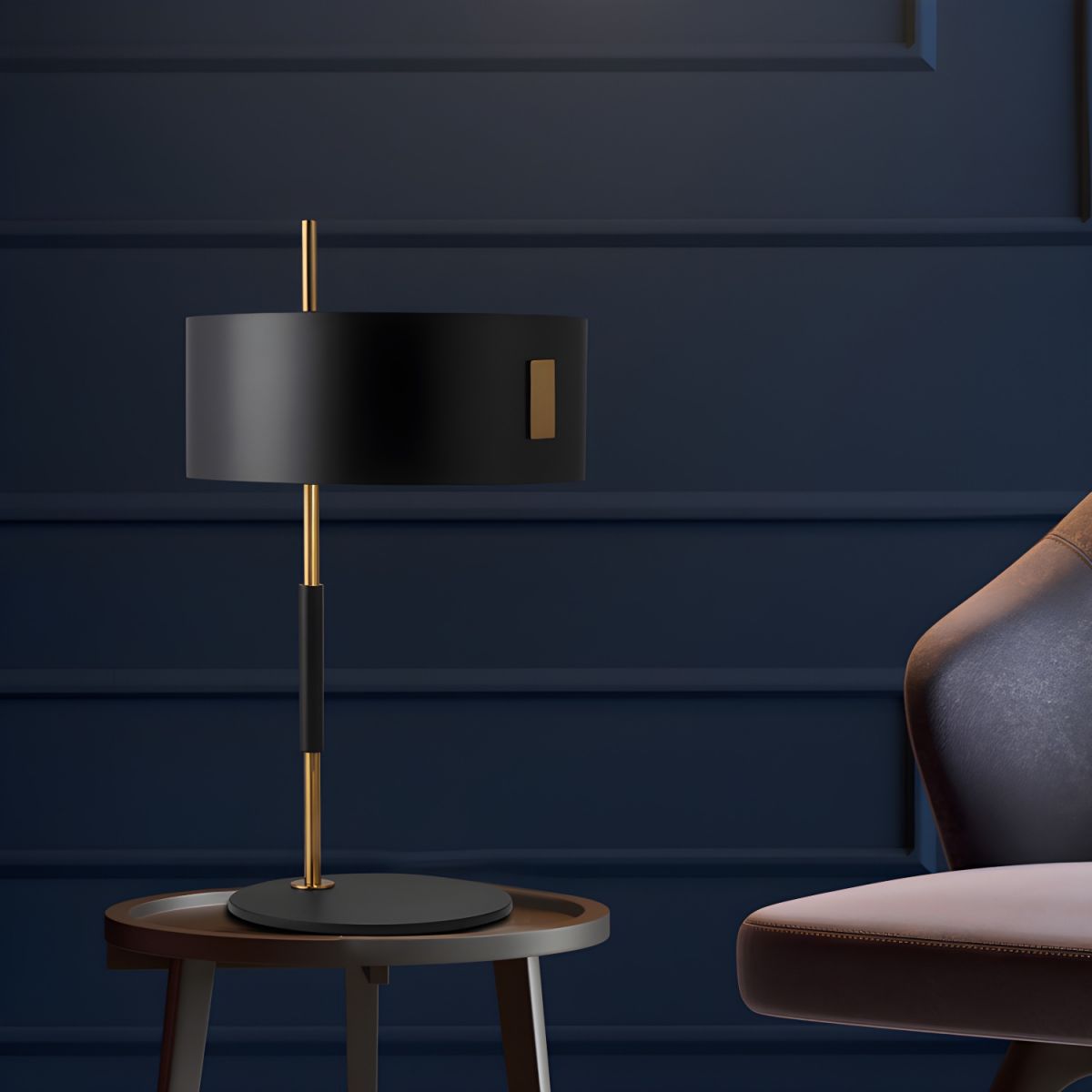 Minimalist Table Lamp with Black Shade Metal Base | Lioris