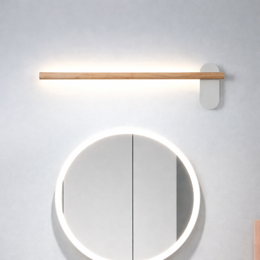 Minimalist Wood LED Linear Bathroom Wall Light | Valqen