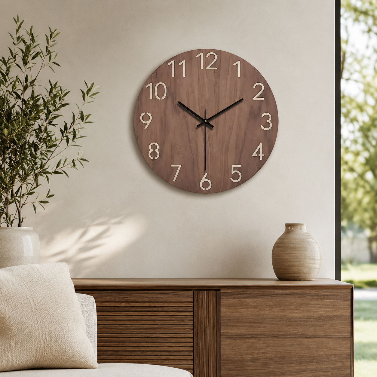 Minimalist Wooden Wall Clock Silent Quartz Living Room | Davorin