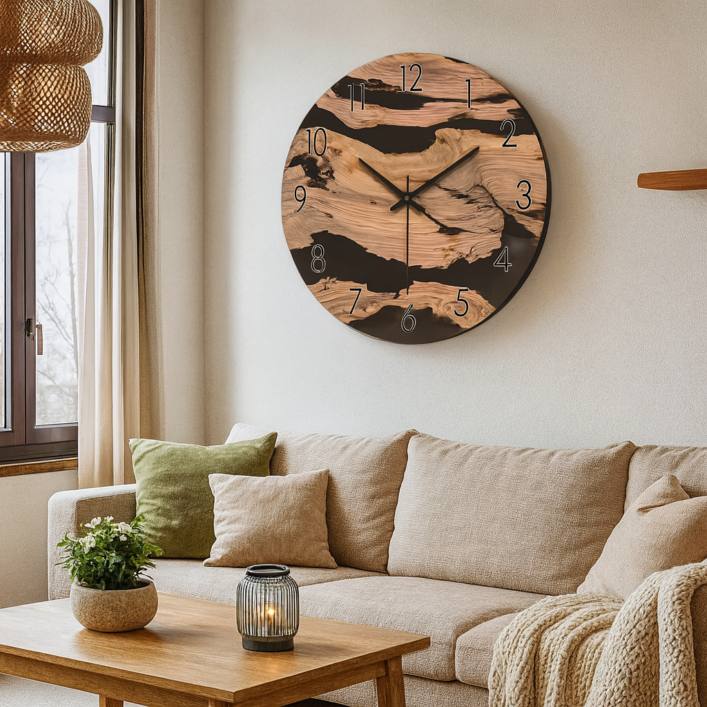 Minimalist Wooden Wall Clock Silent Quartz Living Room | Davorin