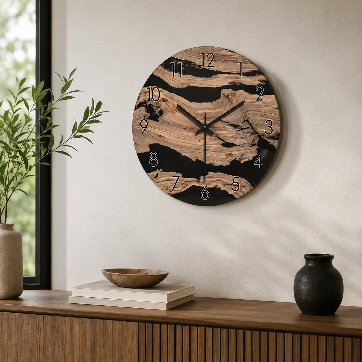 Minimalist Wooden Wall Clock Silent Quartz Living Room | Davorin