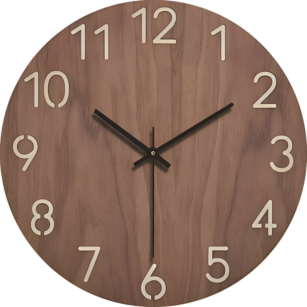 Minimalist Wooden Wall Clock Silent Quartz Living Room | Davorin