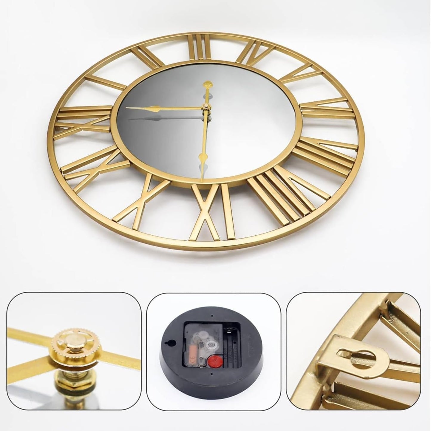 Mirror Metal Wall Clock Industrial Design Skeleton | Calmora