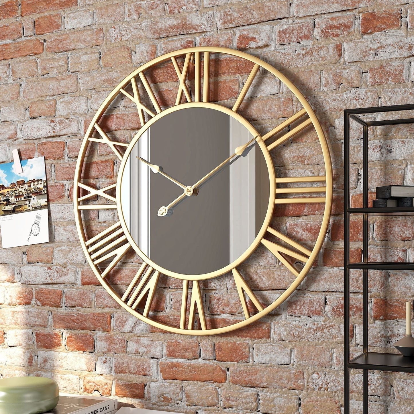 Mirror Metal Wall Clock Industrial Design Skeleton | Calmora