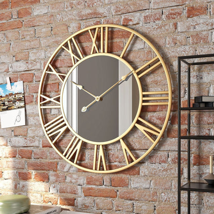 Mirror Metal Wall Clock Industrial Design Skeleton | Calmora