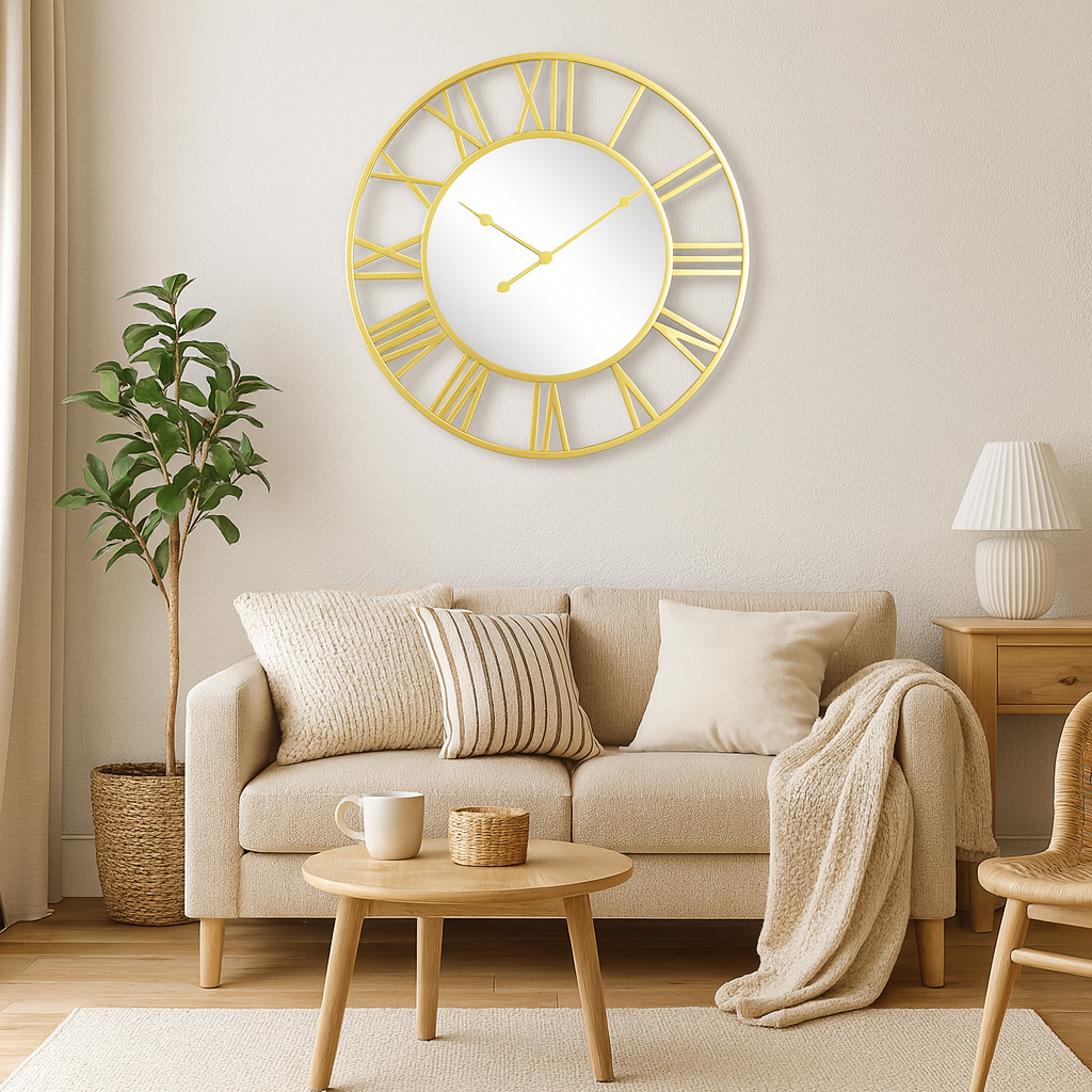Mirror Metal Wall Clock Industrial Design Skeleton | Calmora