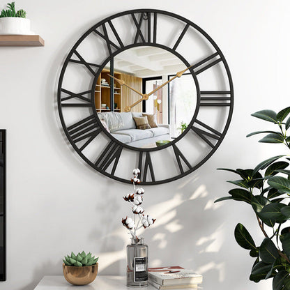Mirror Metal Wall Clock Industrial Design Skeleton | Calmora