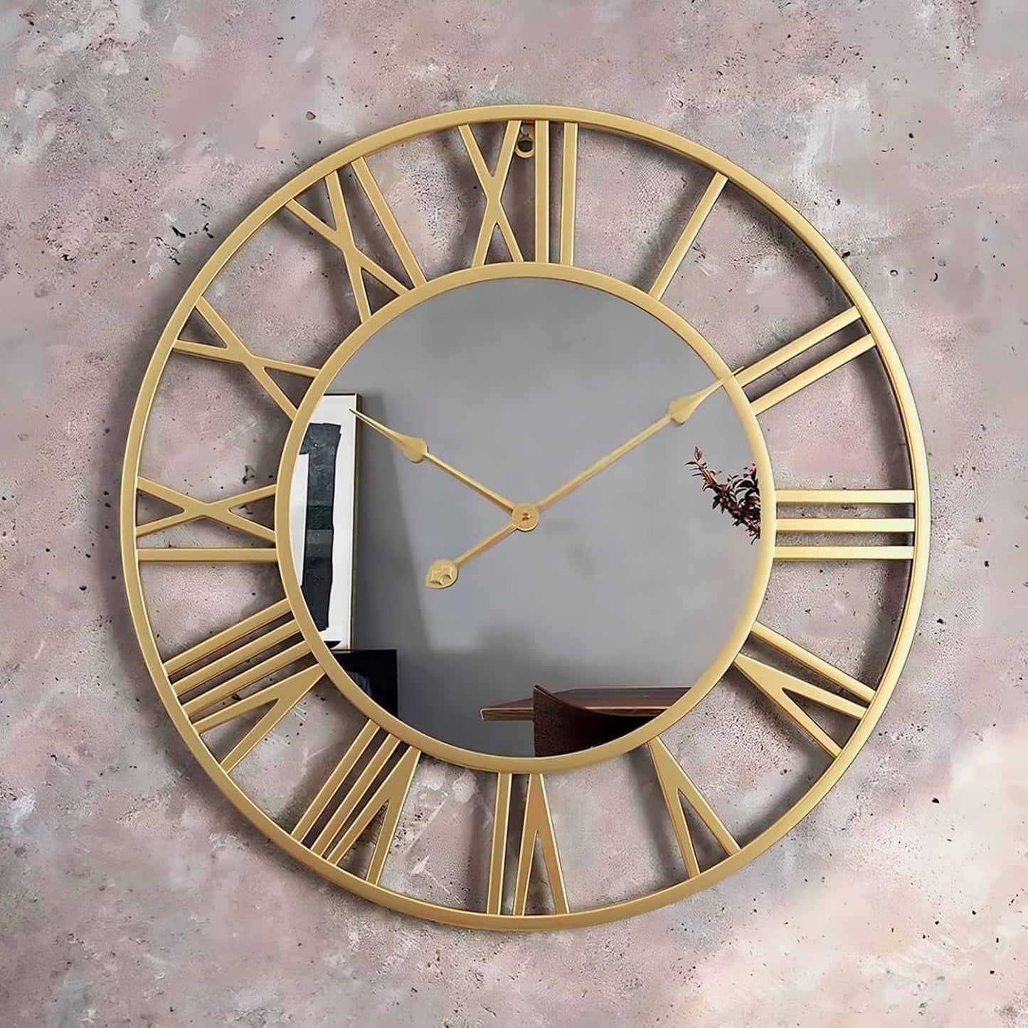 Mirror Metal Wall Clock Industrial Design Skeleton | Calmora