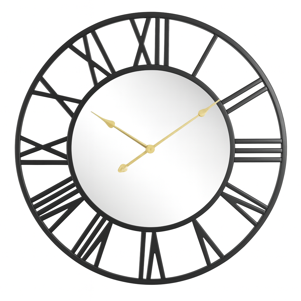 Mirror Metal Wall Clock Industrial Design Skeleton | Calmora