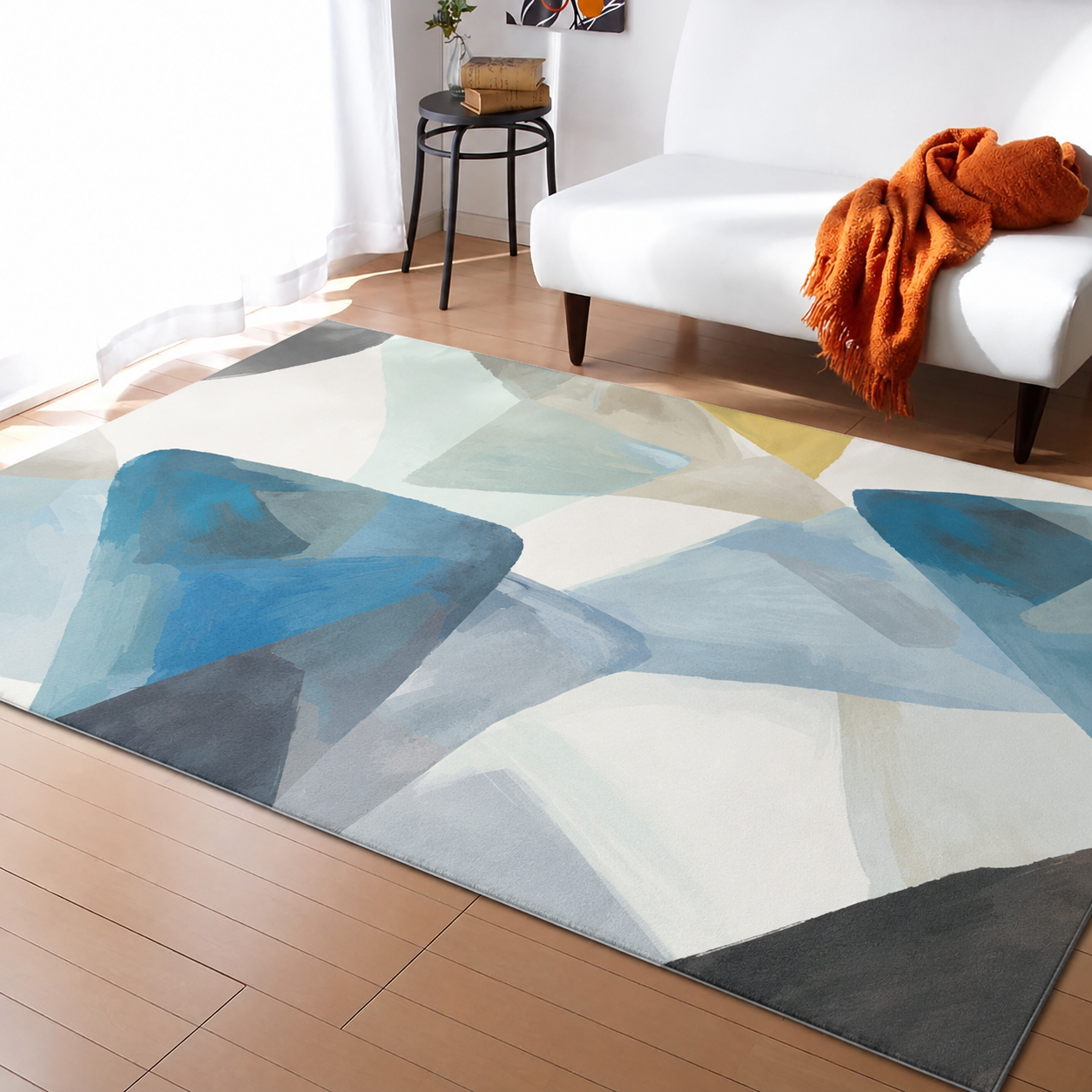 Modern Abstract Anti Slip Indoor Polyester Area Rug | Norvell
