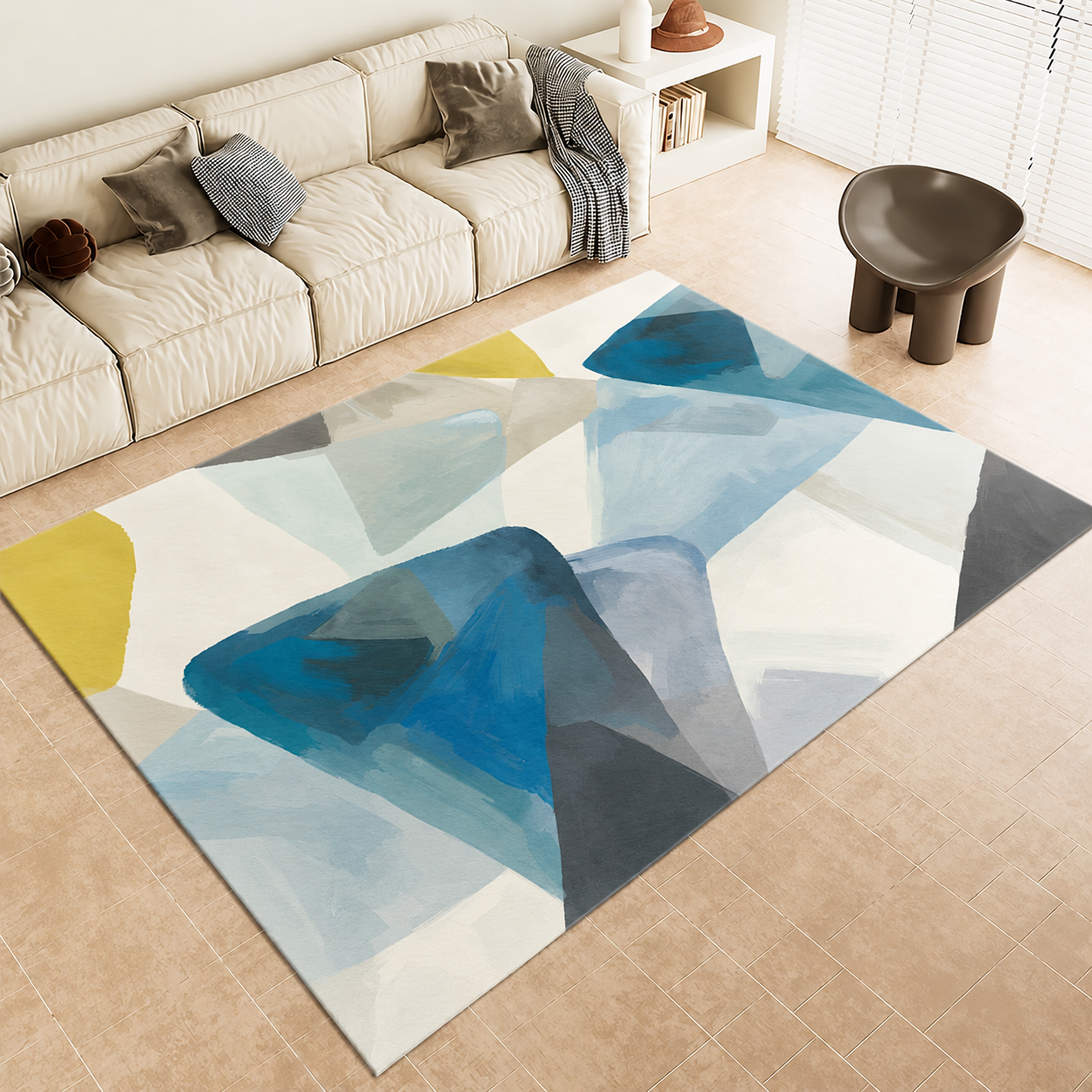 Modern Abstract Anti Slip Indoor Polyester Area Rug | Norvell