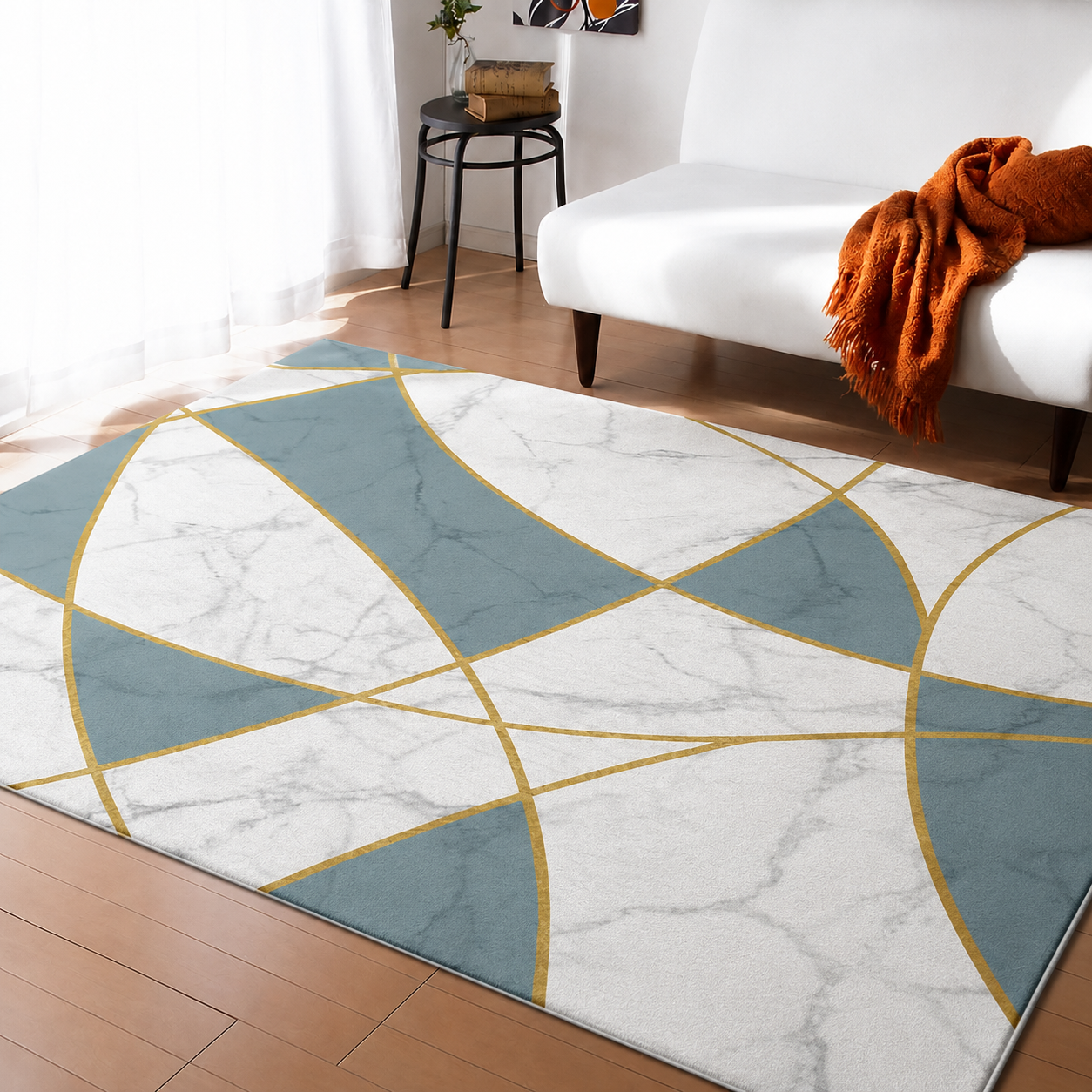 Modern Abstract Polyester Rectangular Area Rug | Caltheo