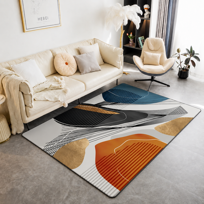 Modern Abstract Rectangular Anti Slip Area Rug | Drevano