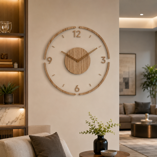 Modern Acrylic and Wood Quiet Quartz Wall Clock | Horvyn