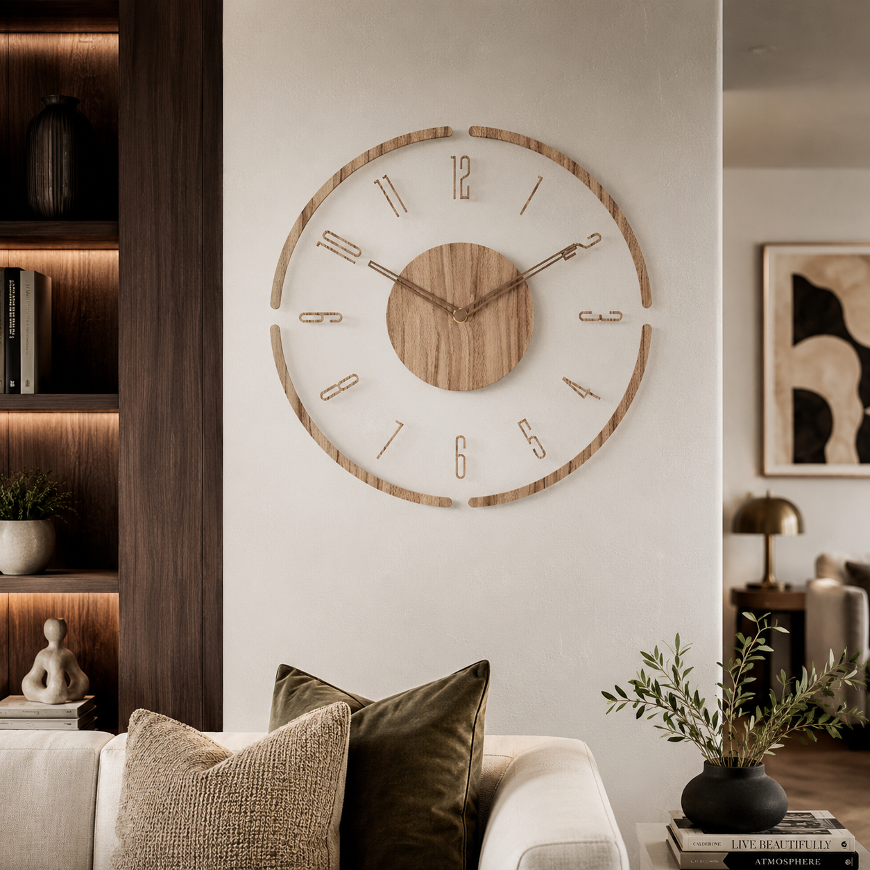 Modern Acrylic and Wood Quiet Quartz Wall Clock | Horvyn