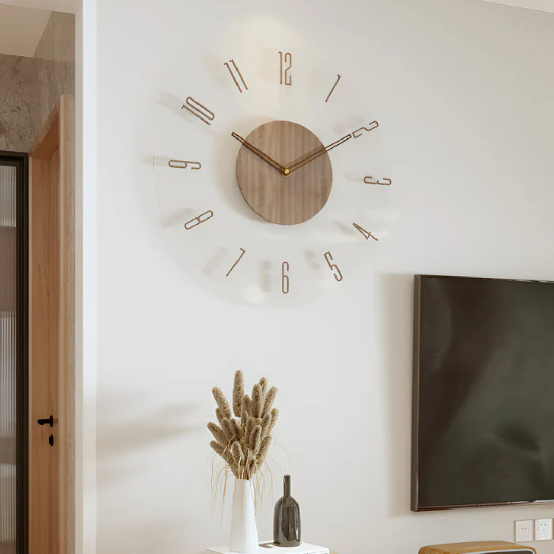 Modern Acrylic and Wood Quiet Quartz Wall Clock | Horvyn