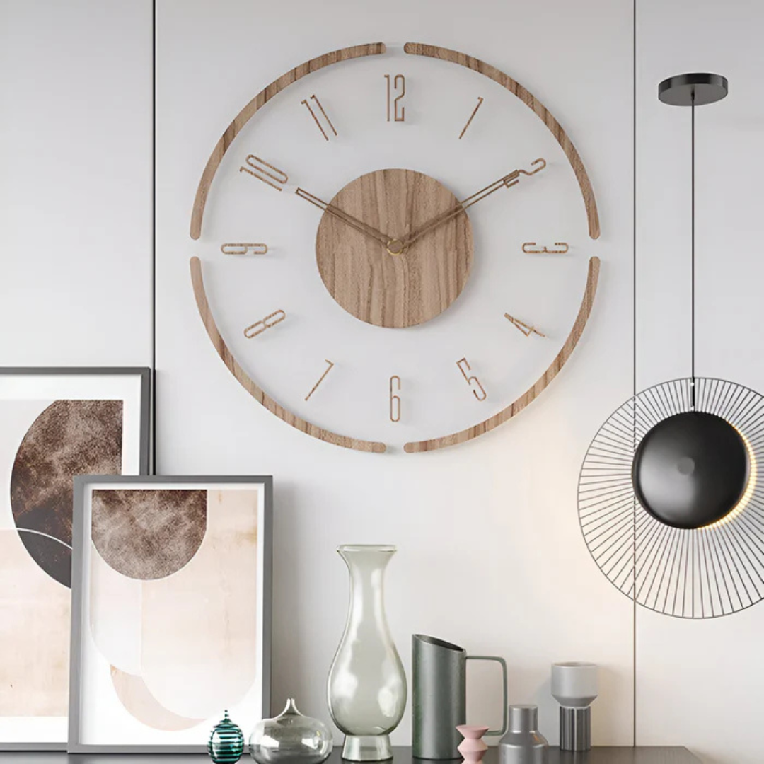 Modern Acrylic and Wood Quiet Quartz Wall Clock | Horvyn
