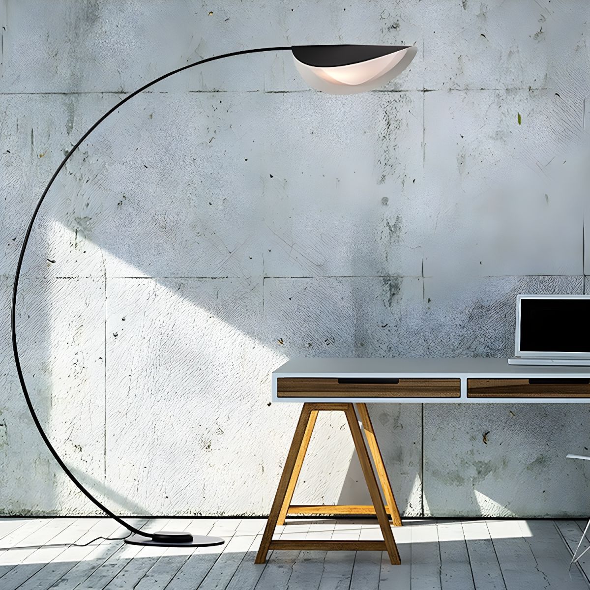 Modern Arched Metal Floor Lamp Minimalist Style | Elvino