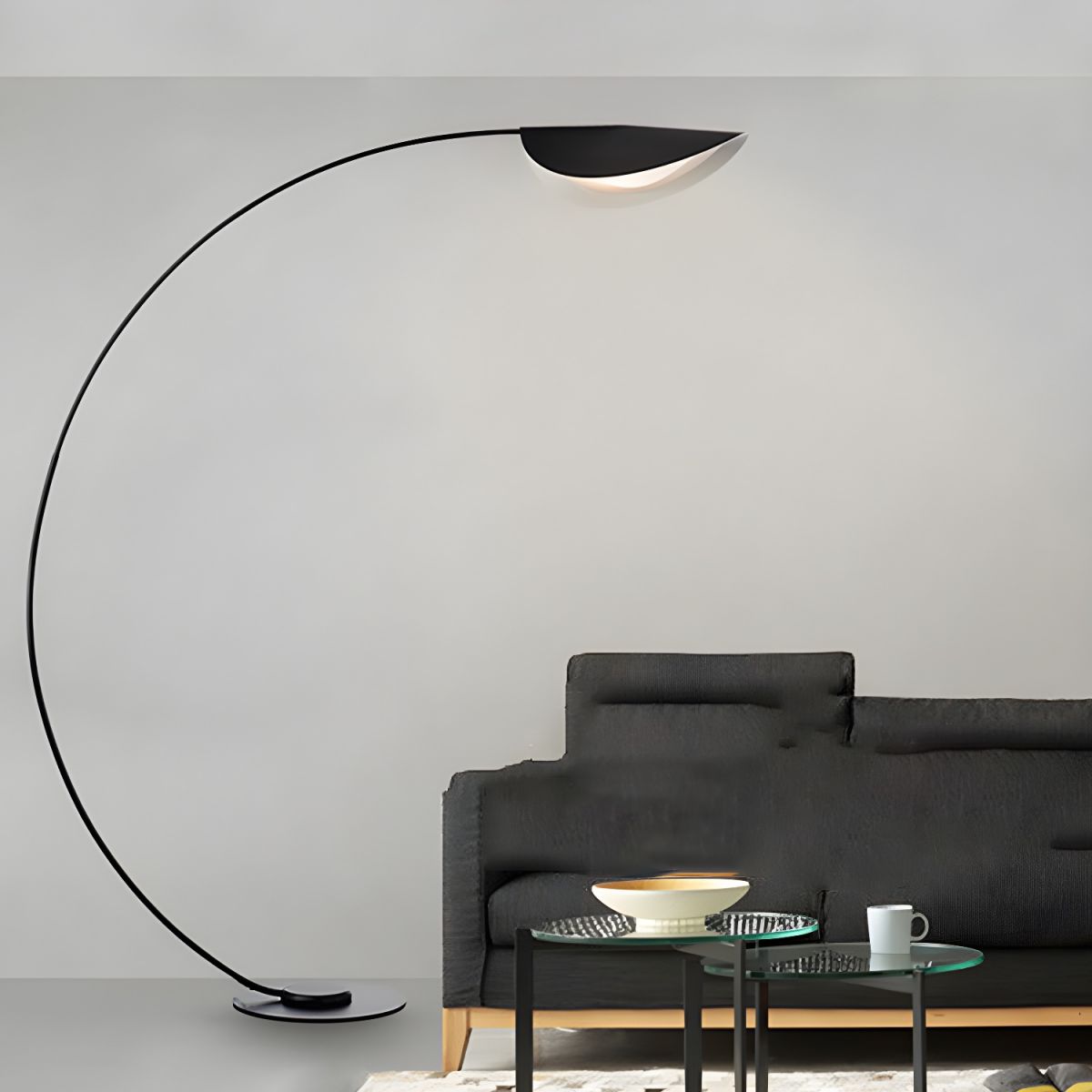 Modern Arched Metal Floor Lamp Minimalist Style | Elvino