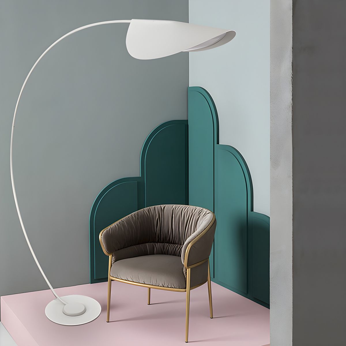 Modern Arched Metal Floor Lamp Minimalist Style | Elvino