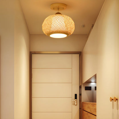 Modern Bamboo Semi Flush Ceiling Light Fixture | Velser