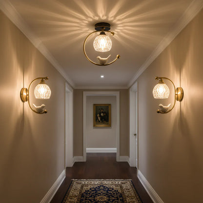 Modern Brass Ceiling Light with Ceramic Bird Accent | Narvyn