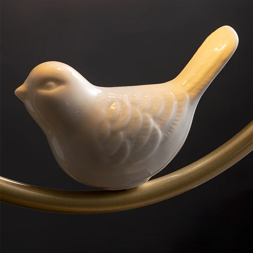Modern Brass Ceiling Light with Ceramic Bird Accent | Narvyn