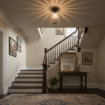 Modern Brass Ceiling Light with Ceramic Bird Accent | Narvyn