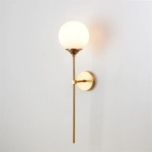 Modern Brass Glass Globe Interior Wall Light Fixture | Lumorin