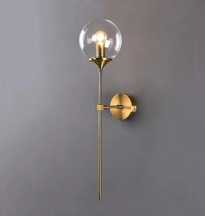 Modern Brass Glass Globe Interior Wall Light Fixture | Lumorin