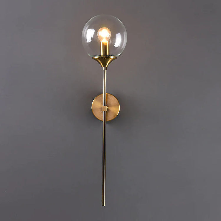 Modern Brass Glass Globe Interior Wall Light Fixture | Lumorin