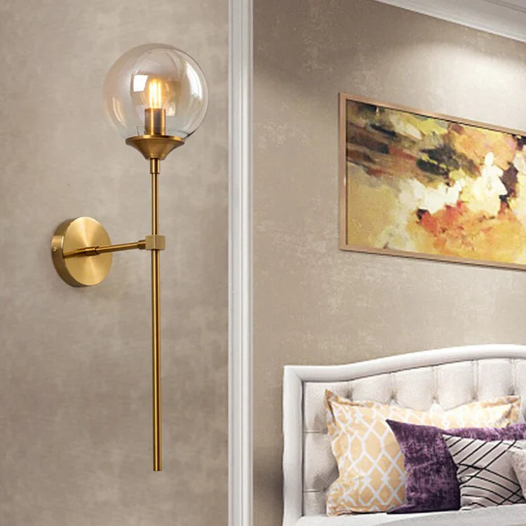 Modern Brass Glass Globe Interior Wall Light Fixture | Lumorin