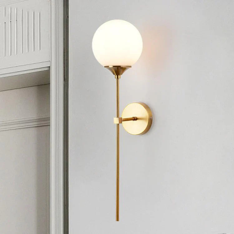Modern Brass Glass Globe Interior Wall Light Fixture | Lumorin