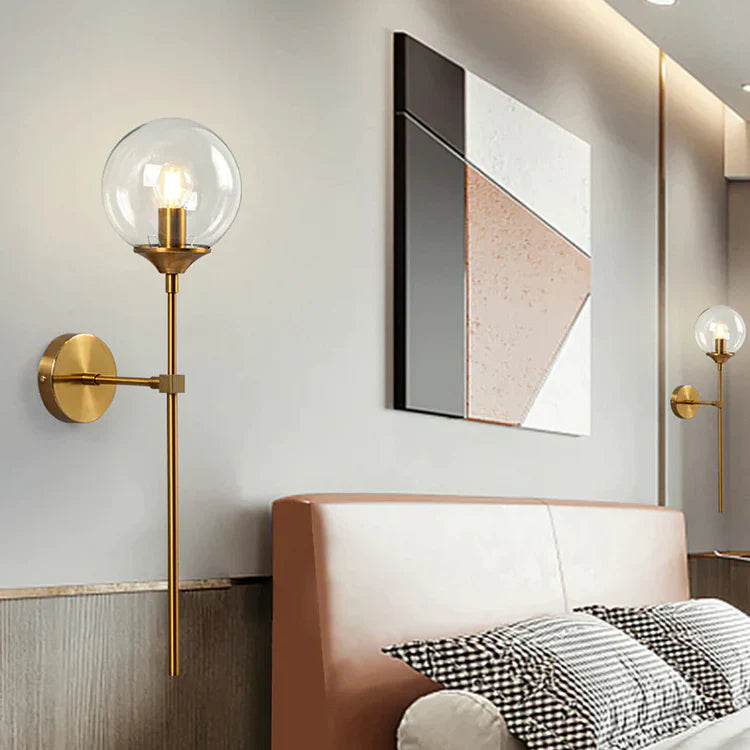 Modern Brass Glass Globe Interior Wall Light Fixture | Lumorin