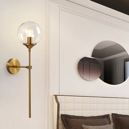 Modern Brass Glass Globe Interior Wall Light Fixture | Lumorin