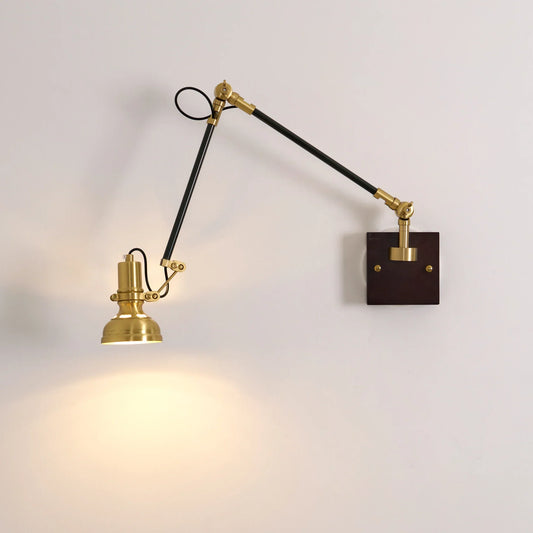 Modern Brass Wood Swing Arm Interior Wall Light | Sconcea