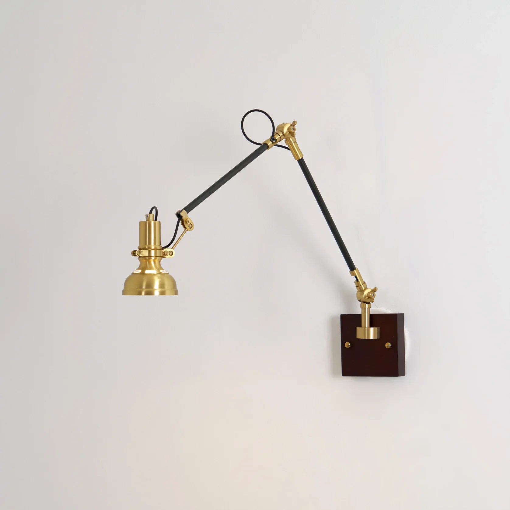 Modern Brass Wood Swing Arm Interior Wall Light | Sconcea
