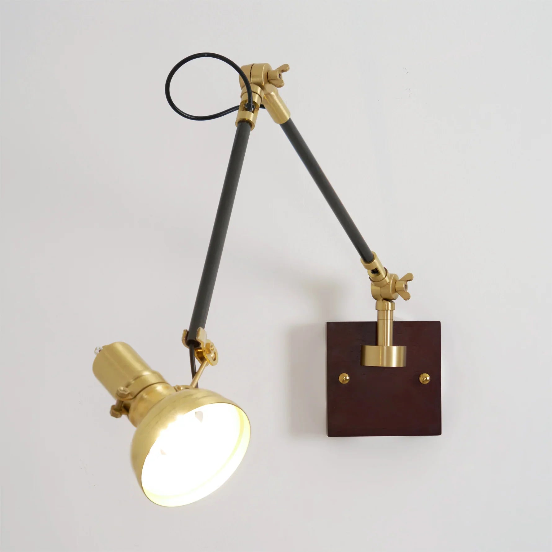 Modern Brass Wood Swing Arm Interior Wall Light | Sconcea