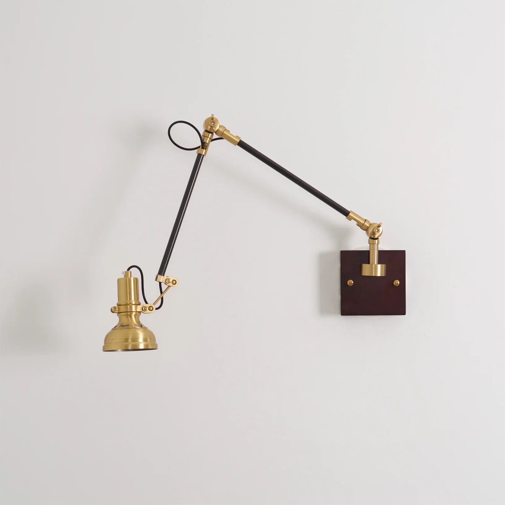 Modern Brass Wood Swing Arm Interior Wall Light | Sconcea